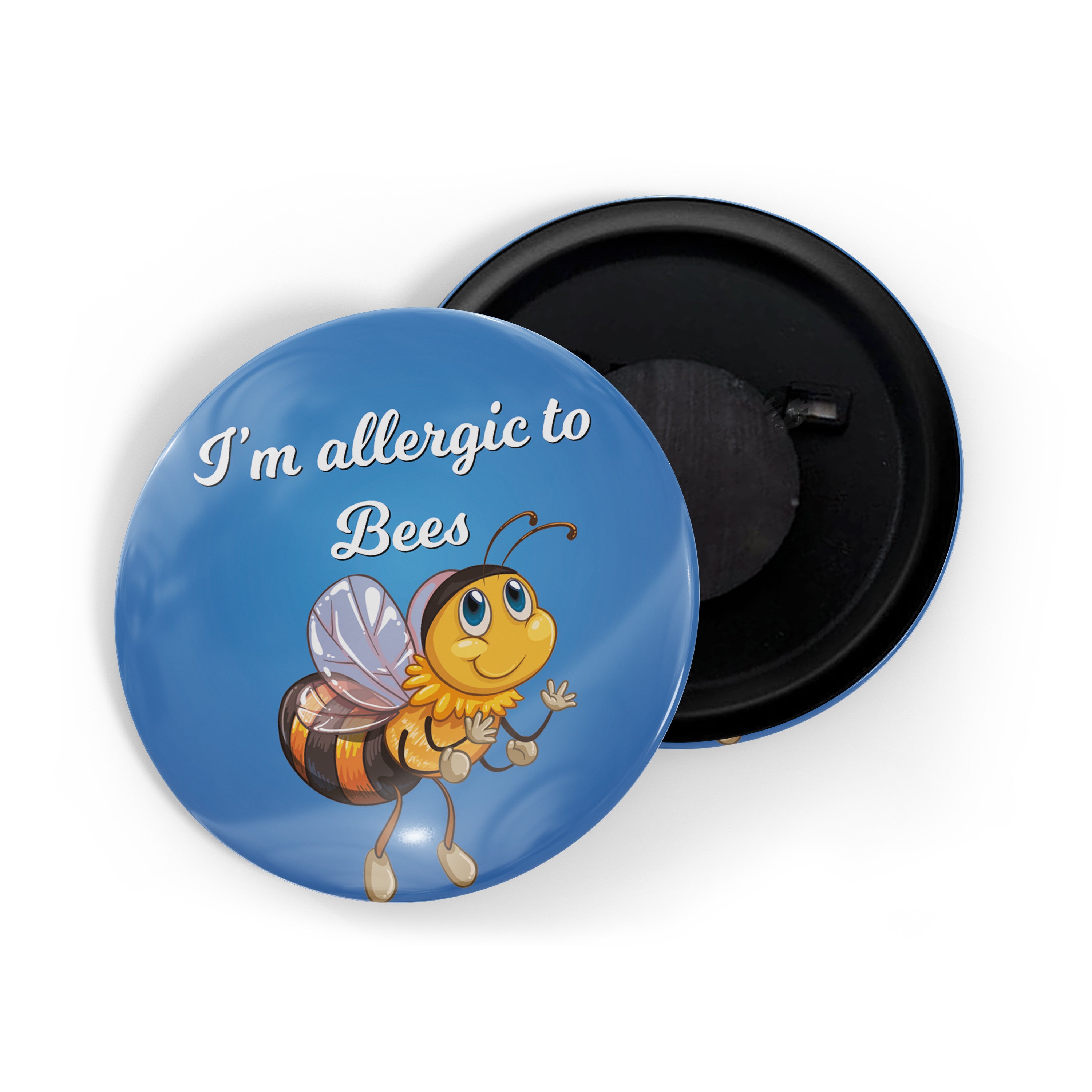 dhcrafts Fridge Magnet Blue I'm Allergic To Bees Glossy Finish Design Pack of 1 (58mm)